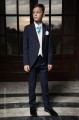 Boys Navy & Ivory Tail Suit with Turquoise Cravat - Darcy