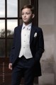 Boys Navy & Ivory Scroll Tail Coat Suit - Darcy