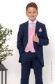 Boys Navy & Pink Diamond Tail Coat Suit - Pierre