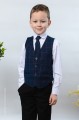 Boys Black Trouser Suit with Navy Check Waistcoat - Chester