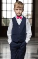 Boys Navy Shorts Suit with Hot Pink Dickie Bow - Leo