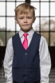 Boys Navy Shorts Suit with Hot Pink Tie - Leo