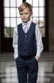 Boys Navy Shorts Suit with Lilac Tie - Leo