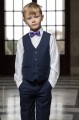 Boys Navy Shorts Suit with Purple Dickie Bow - Leo
