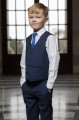 Boys Navy Shorts Suit with Royal Blue Tie - Leo