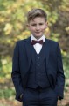 Boys Navy Suit with Burgundy Dickie Bow - Stanley