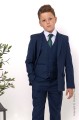 Boys Navy Suit with Dark Green Tie - Stanley