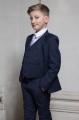 Boys Navy Suit with Lilac Satin Tie - Stanley
