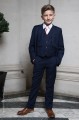 Boys Navy Suit with Pale Pink Tie - Stanley