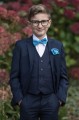 Boys Navy Suit with Peacock Blue Bow & Hankie - Stanley