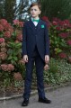 Boys Navy Tail Coat Suit with Emerald Green Dickie Bow Set - Edward