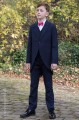 Boys Navy Tail Coat Suit with Hot Pink Bow Tie - Edward