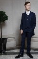 Boys Navy Tail Coat Suit with Ivory Tie - Edward