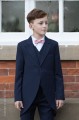 Boys Navy Tail Coat Suit with Baby Pink Bow Tie - Edward