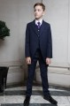 Boys Navy Tail Coat Suit with Purple Tie - Edward