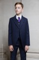 Boys Navy Tail Coat Suit with Purple Tie - Edward