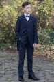 Boys Navy Tail Coat Suit with Royal Bow Tie - Edward