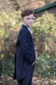 Boys Navy Tail Coat Suit with Sky Blue Bow Tie - Edward