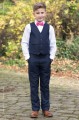Boys Navy Trouser Suit with Hot Pink Dickie Bow - Joseph
