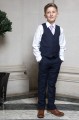 Boys Navy Trouser Suit with Lilac Tie - Joseph