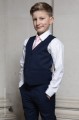 Boys Navy Trouser Suit with Pale Pink Tie - Joseph