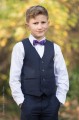 Boys Navy Trouser Suit with Purple Dickie Bow - Joseph