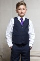 Boys Navy Trouser Suit with Purple Tie - Joseph