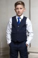 Boys Navy Trouser Suit with Royal Blue Tie - Joseph