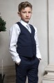 Boys Navy Trouser Suit with Silver Tie - Joseph