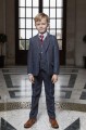 Boys Navy Tweed Check Jacket Suit - Clarence