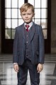 Boys Navy Tweed Check Jacket Suit - Clarence