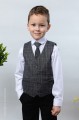 Boys Black Trouser Suit with Orange Check Tweed Waistcoat - Chester