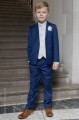 Boys Royal Blue & Ivory Scroll Jacket Suit - Walter