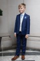 Boys Royal Blue & Ivory Suit with Sky Blue Cravat Set - Walter