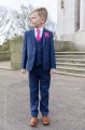 Boys Royal Blue Suit with Hot Pink Cravat Set - George