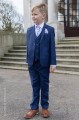 Boys Royal Blue Suit with Lilac Cravat Set - George