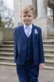 Boys Royal Blue Suit with Lilac Cravat Set - George