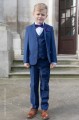 Boys Royal Blue Suit with Purple Bow & Hankie - George
