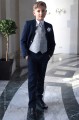 Boys Navy & Grey Scroll Jacket Suit - Jaspar