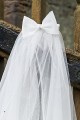 Peridot Girls Ivory Diamante Bow Communion Veil - Style Bella