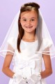 Peridot White Embroidered Lace Bow Communion Dress - Style Rose