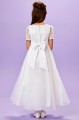 Peridot Ivory or White Lace Organza Communion Dress - Style Melissa