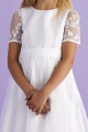 Peridot White Lace Organza Flower Girl Dress - Style Melissa