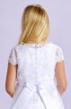 Peridot Girls White Embroidered Organza Short Sleeve Topper - Style Aimee