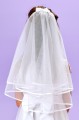 Peridot Girls White Double Bow Communion Veil - Style Betty