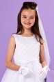 Peridot White Beaded Pintuck Communion Dress - Style Orla