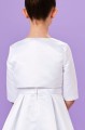 Peridot Girls White Duchess Satin 3/4 Sleeve Bolero - Style Betsey