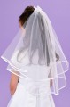 Peridot Girls White Pearl Bow Communion Veil - Style Darcy