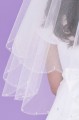 Peridot Girls White Diamante Pearl Communion Veil - Style Enya