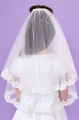 Peridot Girls White Lace Trim Communion Veil - Style Abbie